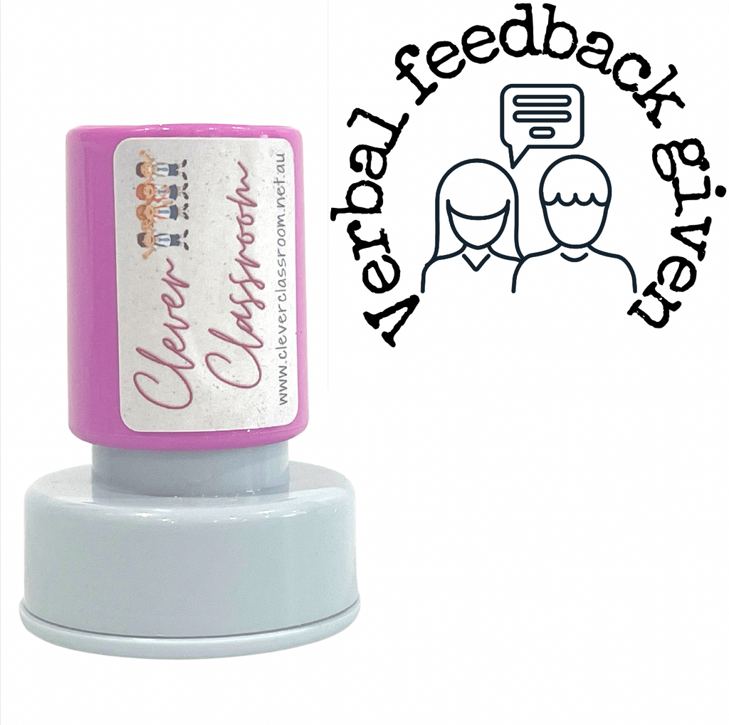 Gray Verbal feedback given Teacher Stamp Self-inking 30mm round