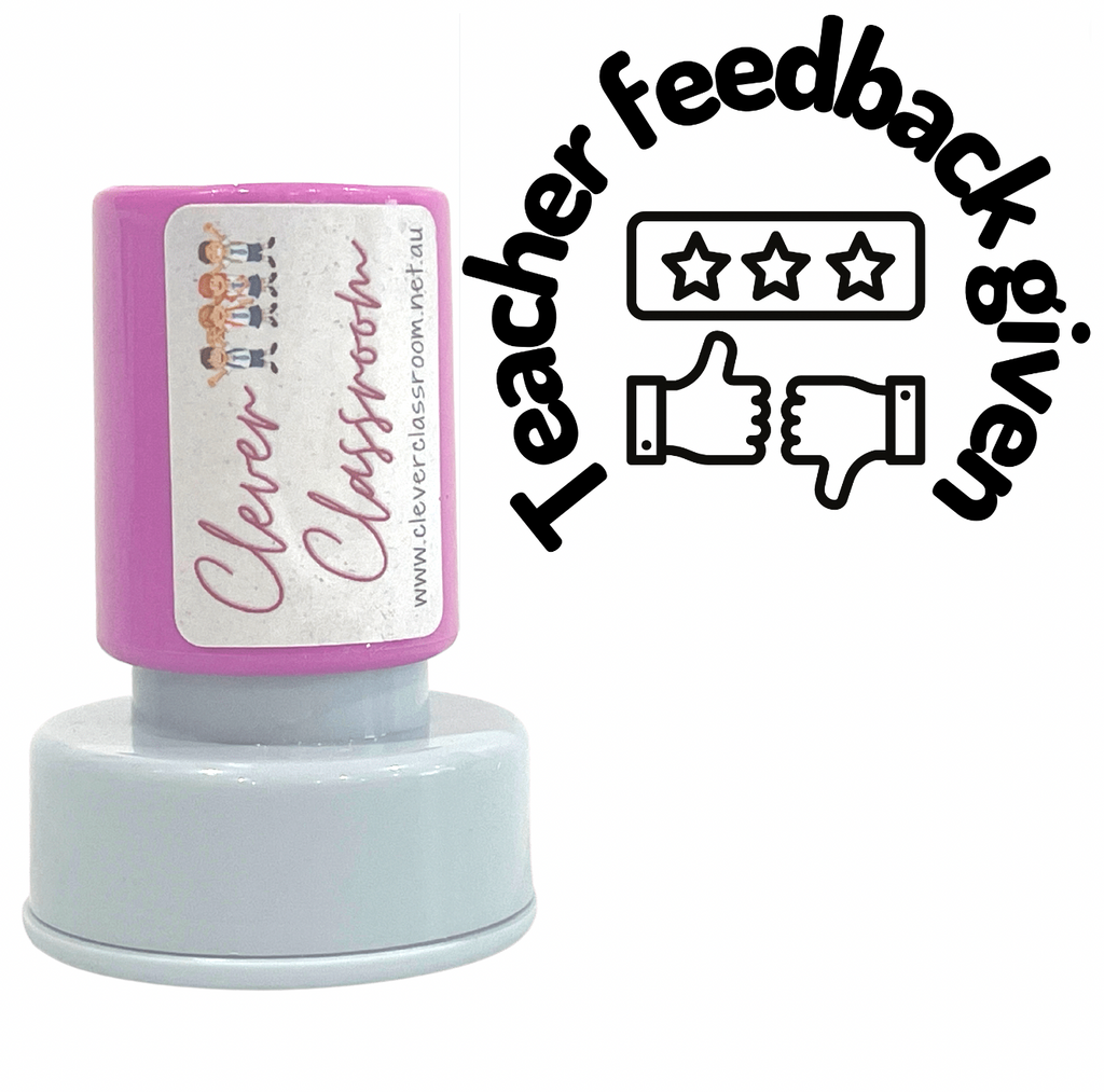 Gray Teacher feedback given Teacher Stamp Self-inking 30mm round