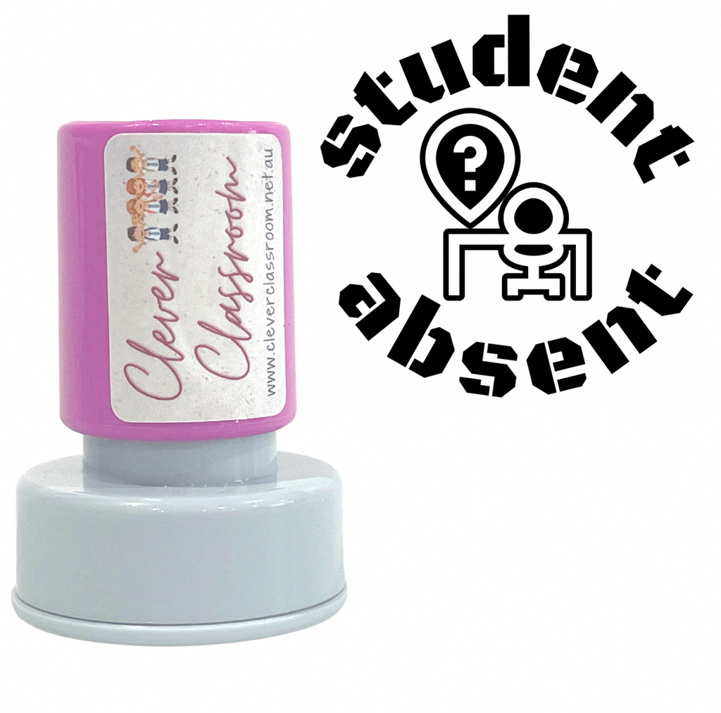 Gray Student absent Teacher Stamp Self-inking 30mm round