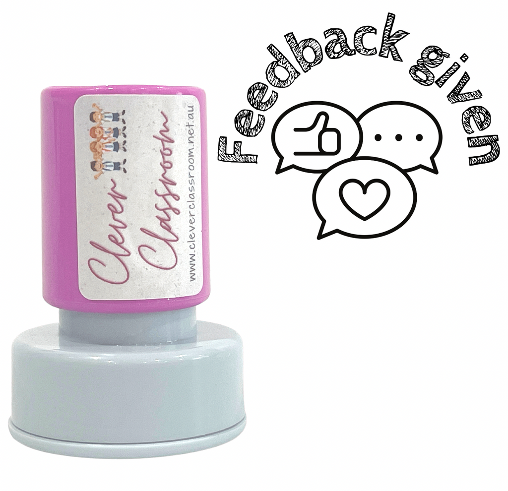 Gray Feedback given Teacher Stamp Self-inking 30mm round