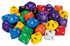 Sandy Brown 10 sided dice 16mm coloured - six colours 50 dice in a jar.