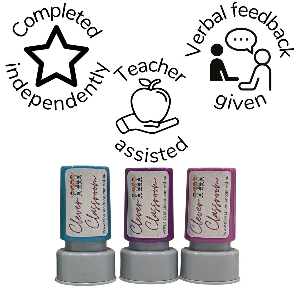 Light Slate Gray Stamp Set - 3 x Feedback Stamps 20mm round