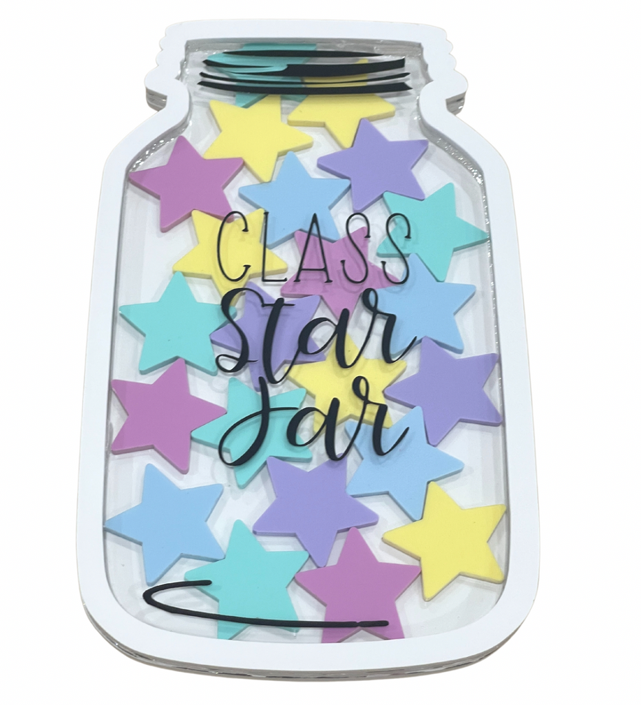 Light Gray ALL NEW!!! PINK Class Star Jar with Pastel Stars