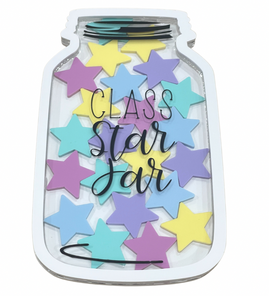 Light Gray ALL NEW!!! GREY Class Star Jar with Pastel Stars