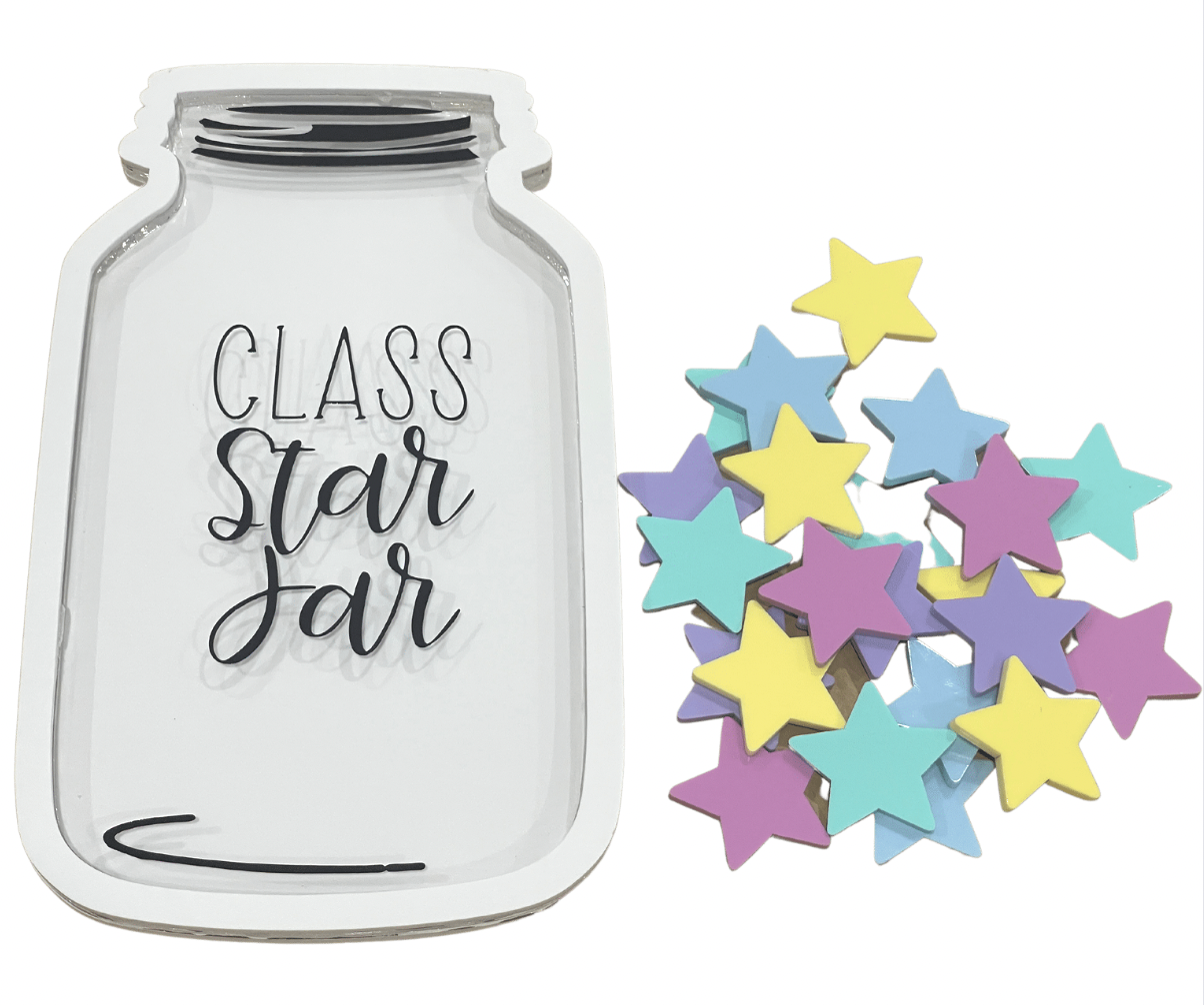 Light Gray ALL NEW!!! GREY Class Star Jar with Pastel Stars