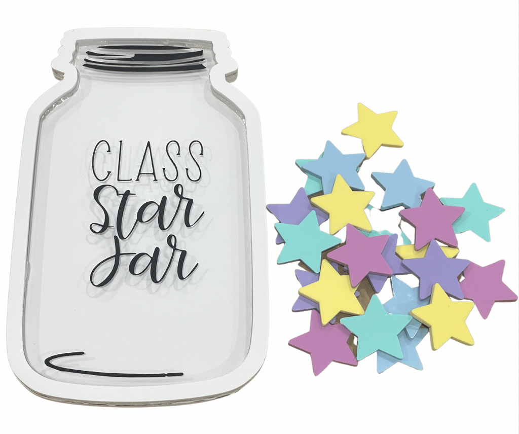 Light Gray ALL NEW!!! GREY Class Star Jar with Pastel Stars