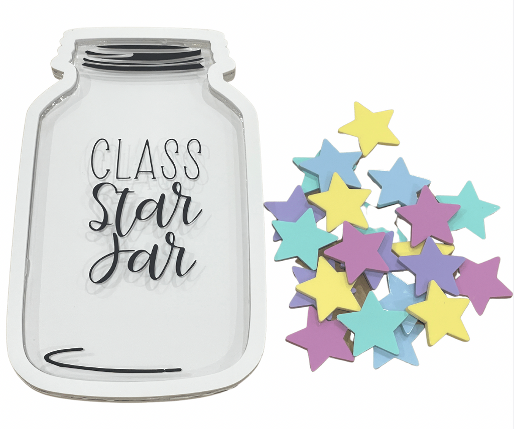 Light Gray ALL NEW!!! BLUE Class Star Jar with Pastel Stars