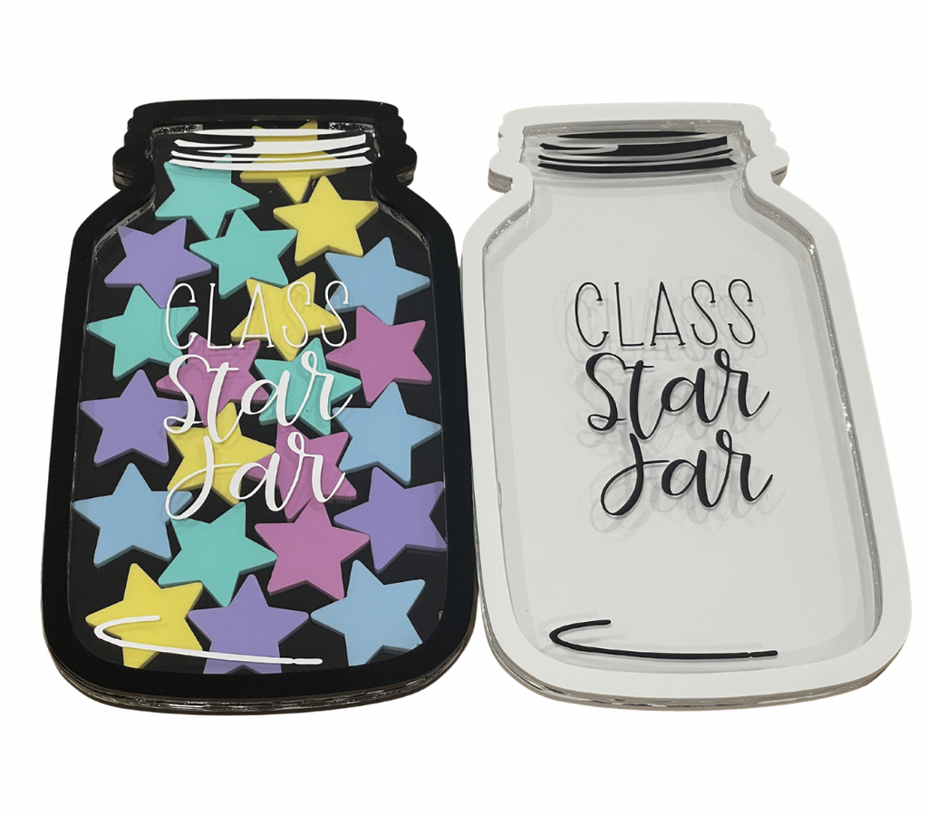 Gray ALL NEW!!! BLACK Class Star Jar with Pastel Stars