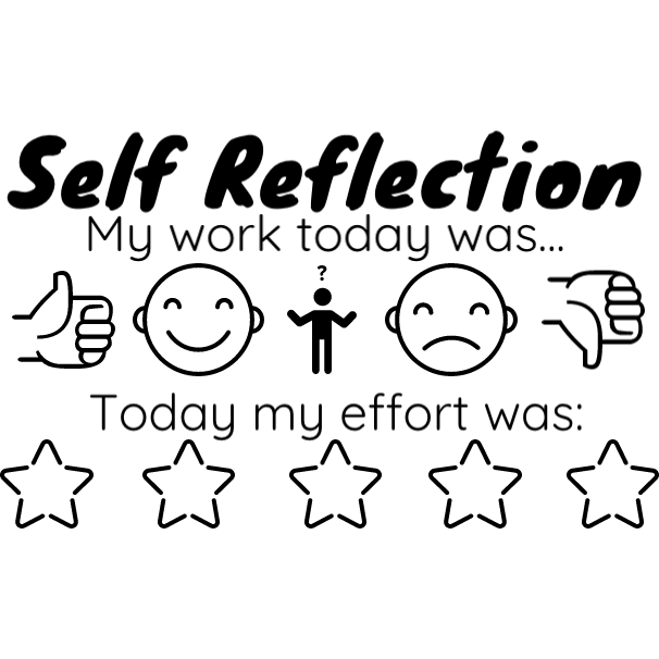 Black Self Reflection 2 for Students - Teacher Stamp - 43 x 67mm Rectangle