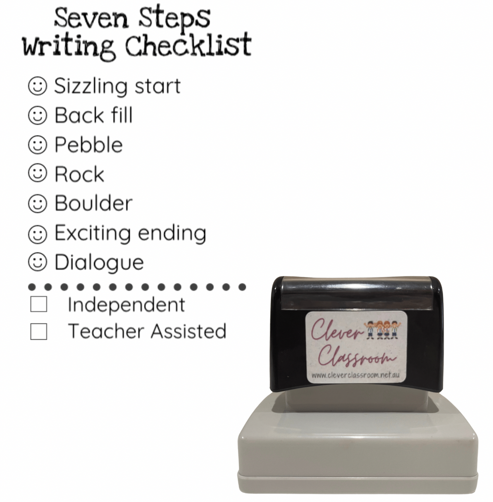 Rosy Brown Seven Steps Writing Checklist Stamp - 43 x 67mm Rectangle