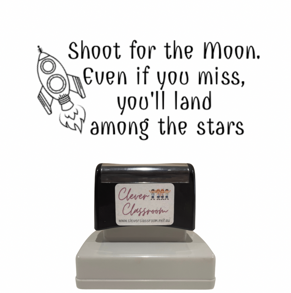 Rosy Brown Shoot for the Moon - Growth Mindset Teacher Stamp - Rectangle 43 x 67mm