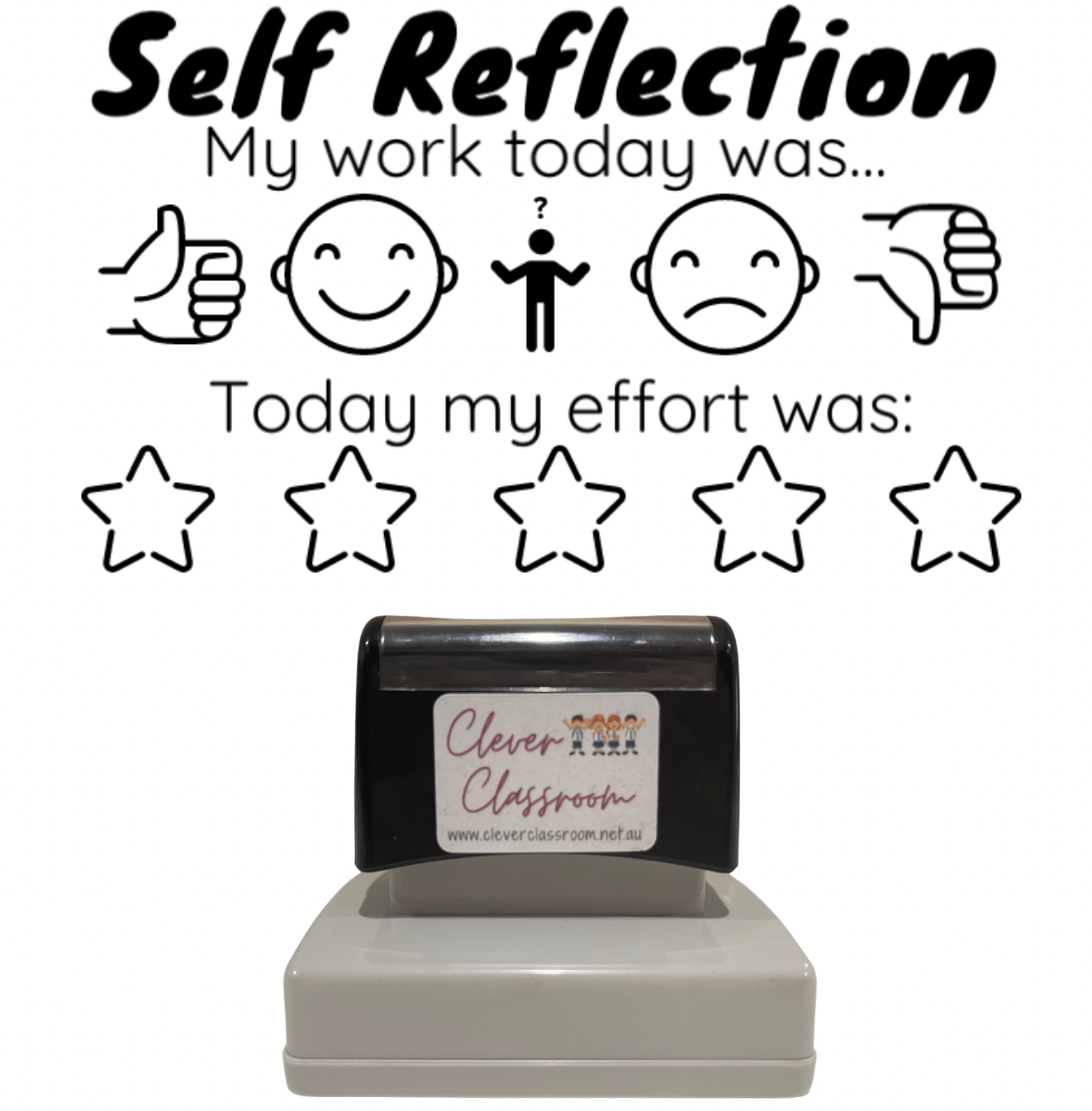 Rosy Brown Self Reflection 2 for Students - Teacher Stamp - 43 x 67mm Rectangle
