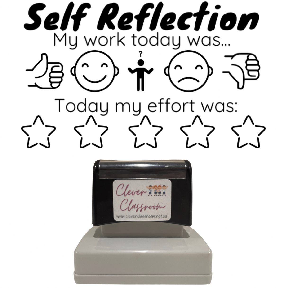 Rosy Brown Self Reflection 2 for Students - Teacher Stamp - 43 x 67mm Rectangle