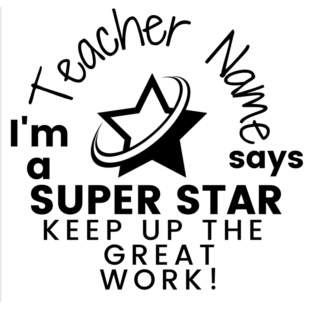 Light Gray Personalised Super Star Teacher Stamp Self-inking 20mm square