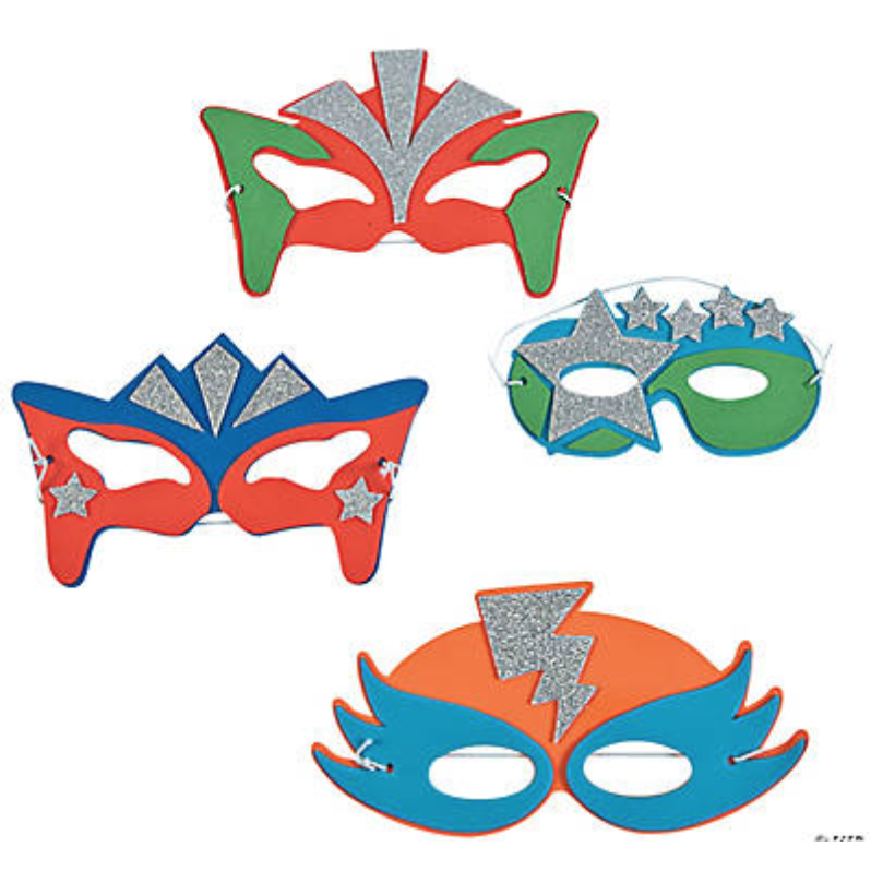 Steel Blue 6 Pack Foam Superhero Masks