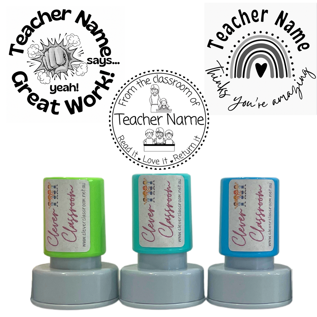 Light Slate Gray Stamp Set - 3 x Teacher Marking Stamps 30mm