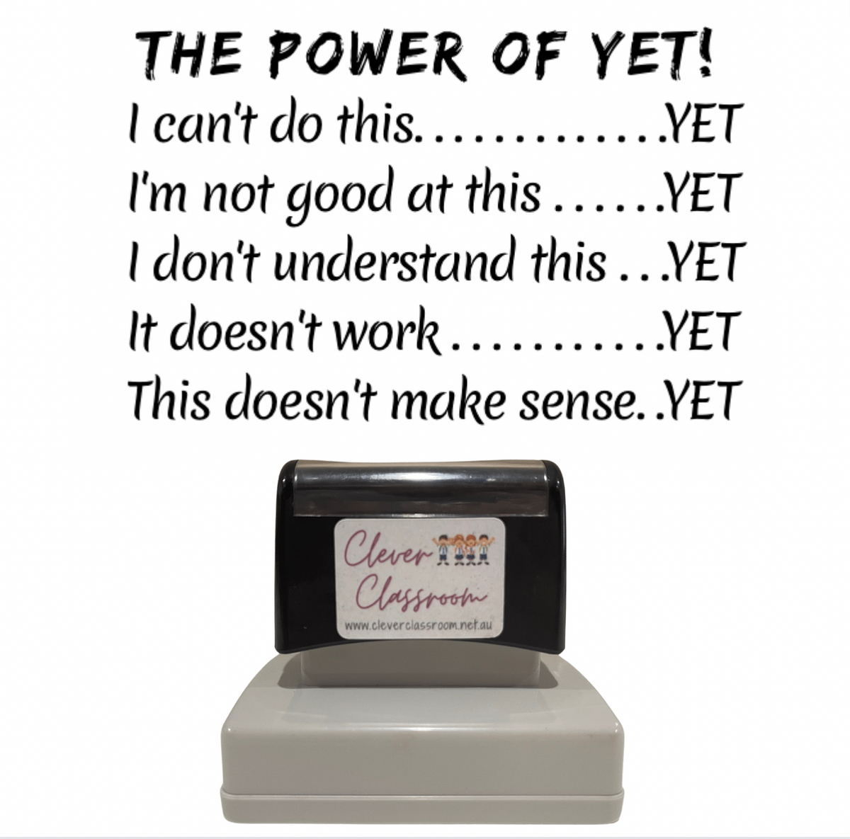 Rosy Brown The power of yet  - Growth Mindset Teacher Stamp - 43 x 67mm Rectangle