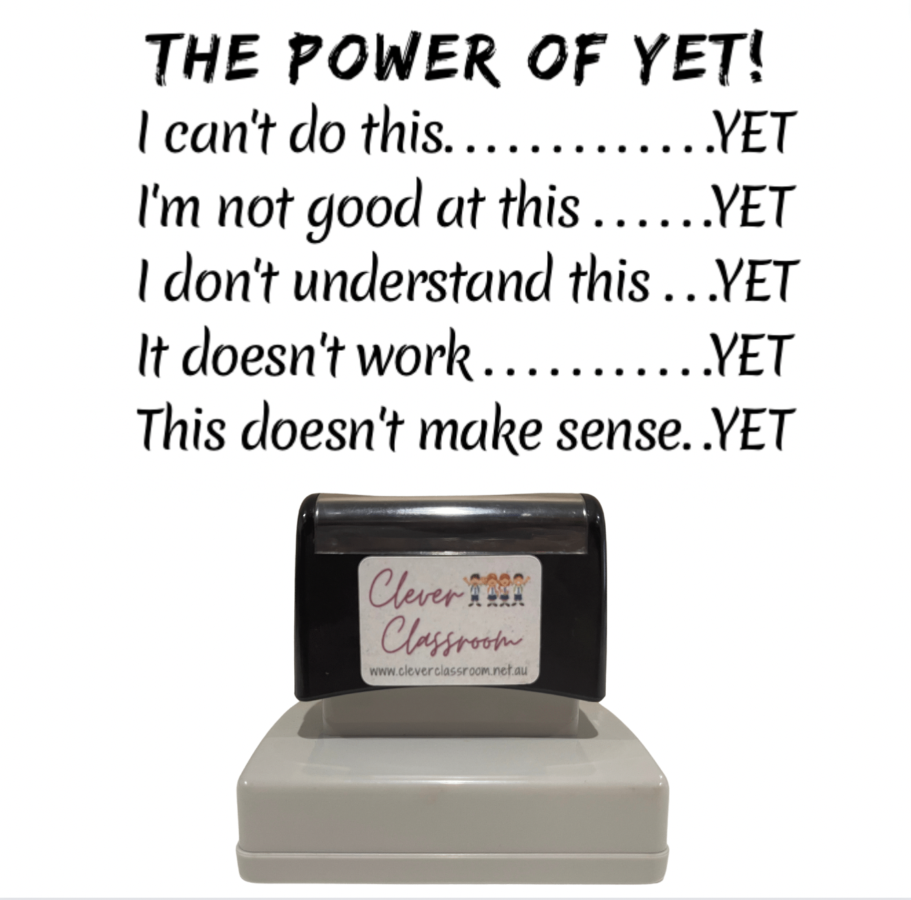 Rosy Brown The power of yet  - Growth Mindset Teacher Stamp - 43 x 67mm Rectangle