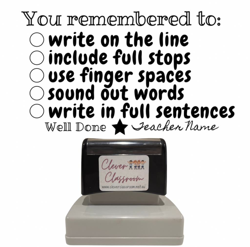 Black Writing Checklist Stamp - You remembered to Teacher Stamp - Rectangle 43 x 67mm