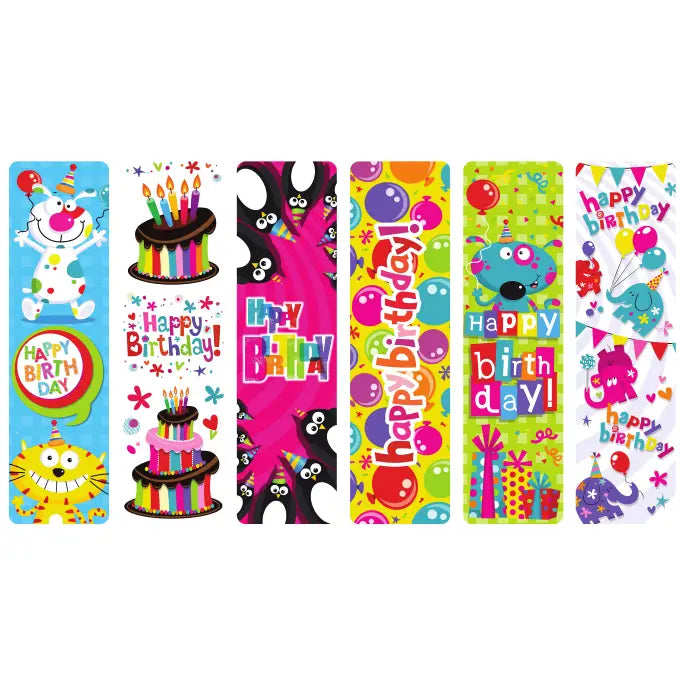 Steel Blue Colourful Happy Birthday Book Marks