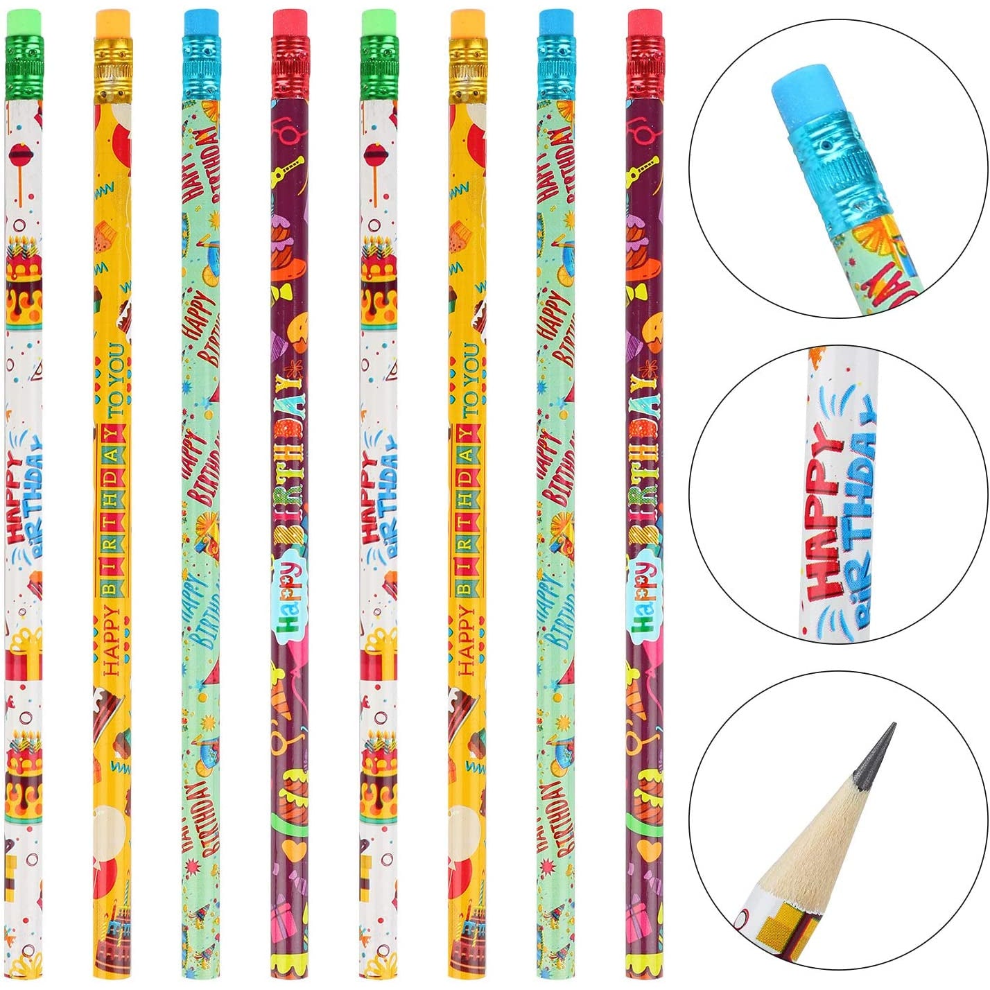 Light Gray Happy Birthday NEW!  Pencils Bright Colours Classroom teacher resource