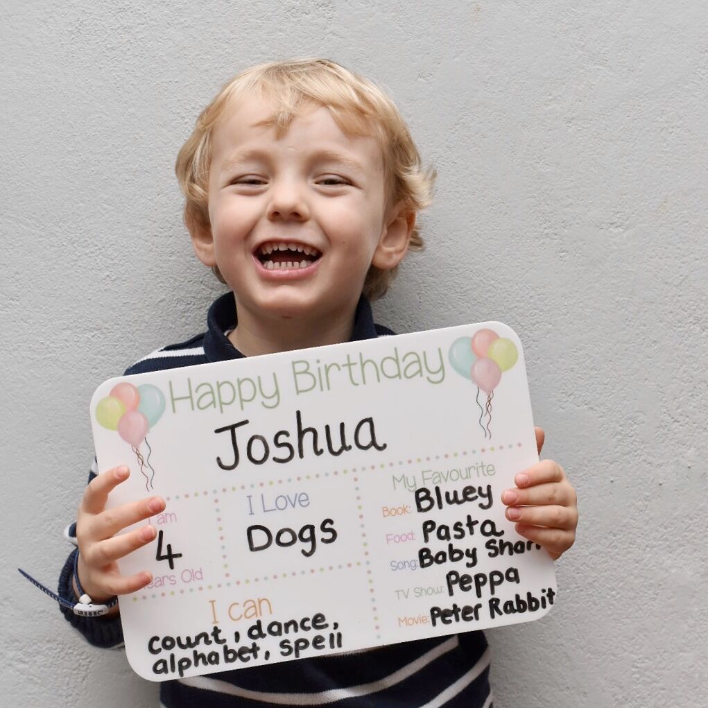 Gray Happy Birthday Pastel Colours Photo Prop