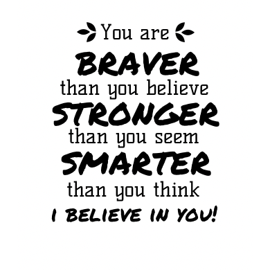 Black Braver, Stronger, Smarter  - Growth Mindset Teacher Stamp - Rectangle 43 x 67mm