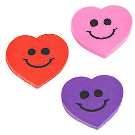 Orchid Smile Face Heart Erasers  Mixed Pack