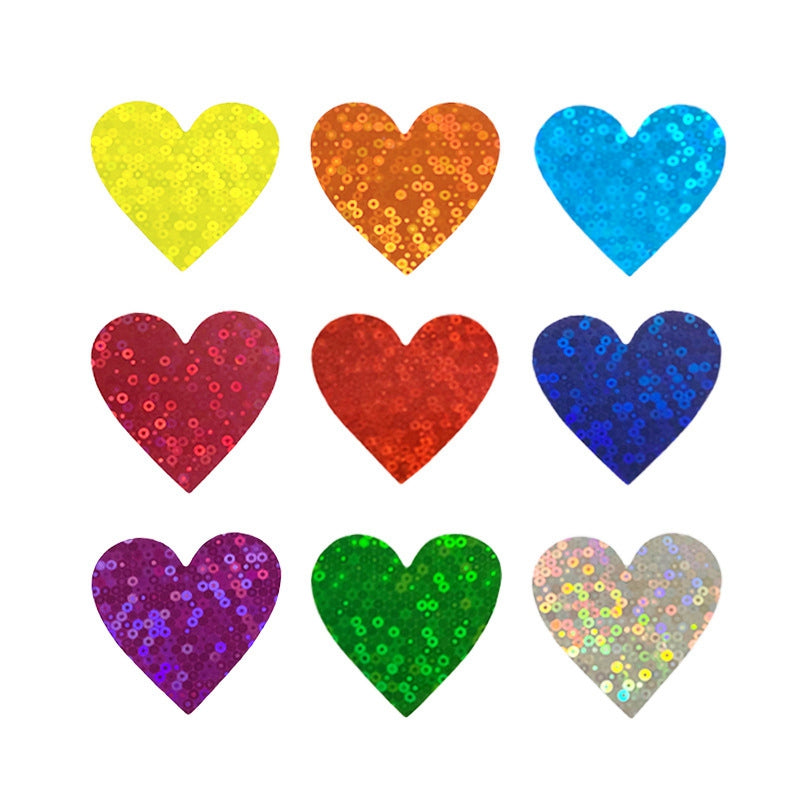 Dark Cyan *HEARTS Holographic Stickers 500 on a roll - Colourful Teacher Merit Stickers