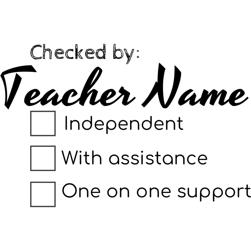 Black Checked by Personalised Checklist Teacher Stamp - Rectangle 43 x 67mm