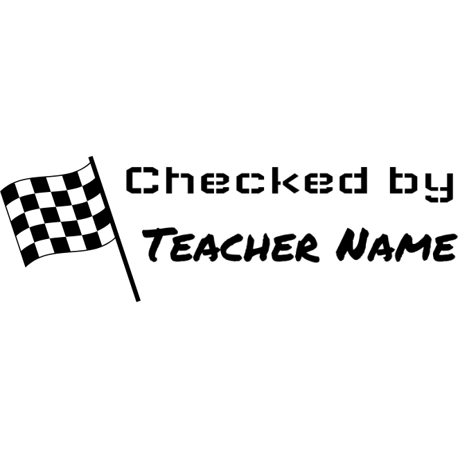 Light Gray Checked by Teacher Stamp - Rectangle 18 x 54mm