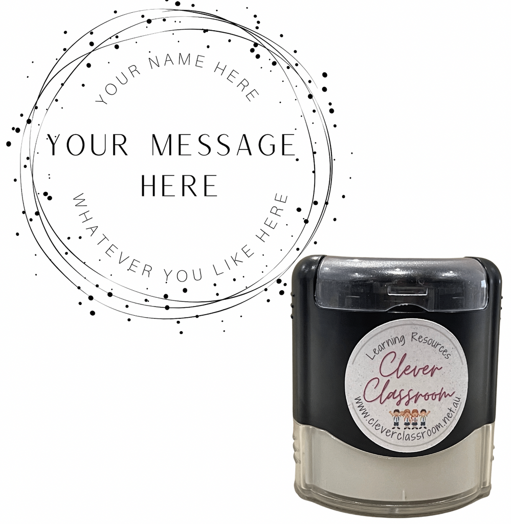 Dark Slate Gray Custom Personalised Teacher Stamp Self-inking 40mm round