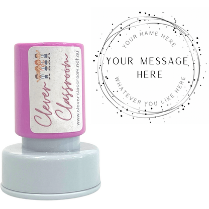 Gray Custom Text Teacher Stamp Self-inking 30mm round
