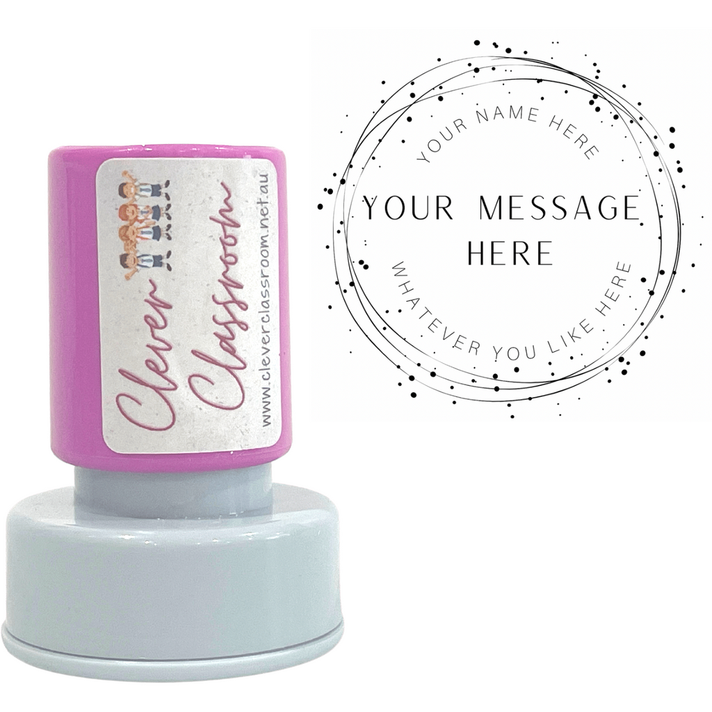 Gray Custom Text Teacher Stamp Self-inking 30mm round