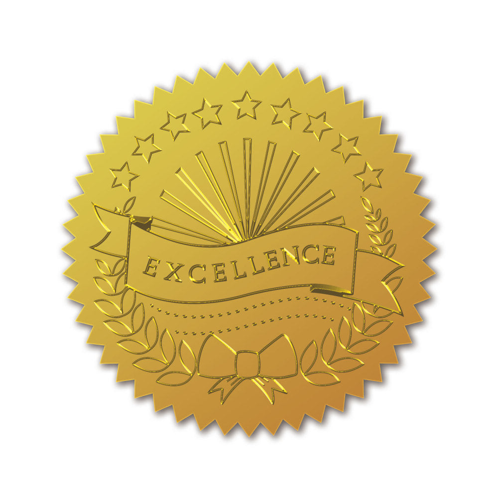 Goldenrod Gold Foil Embossed Excellence Stickers
