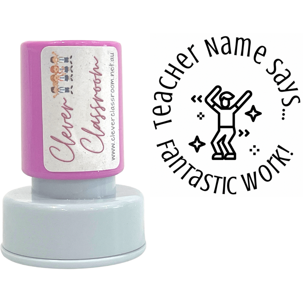 Gray Fantastic Work!  Teacher Stamp Self-inking 30mm round