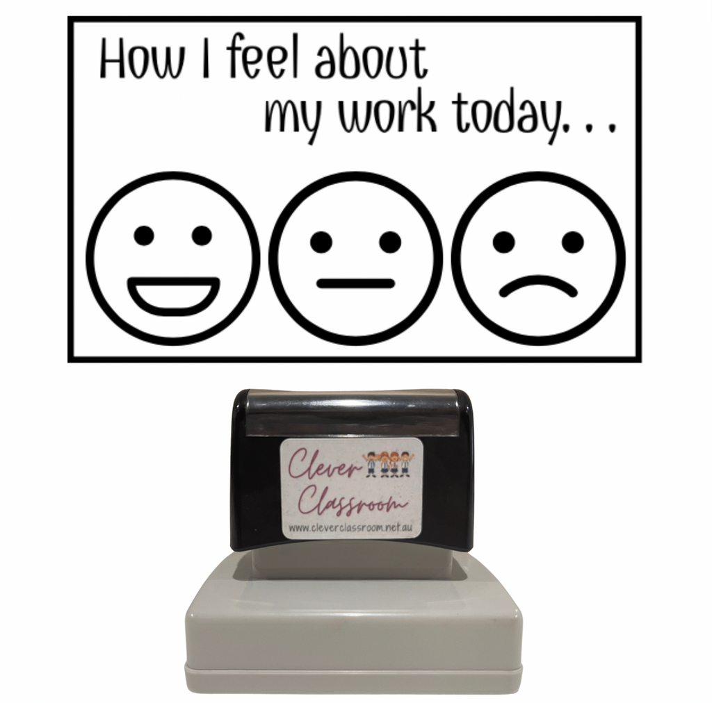 Black Self Reflection How I feel about my work Teacher Stamp - Rectangle 32 x 55mm