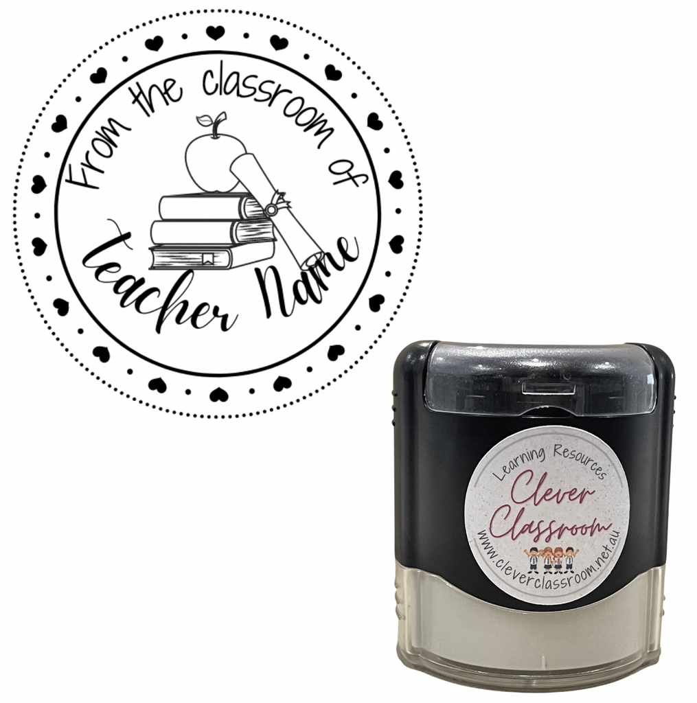 Dark Slate Gray NEW! From the classroom of... Personalised Teacher Stamp Self-inking 40mm round