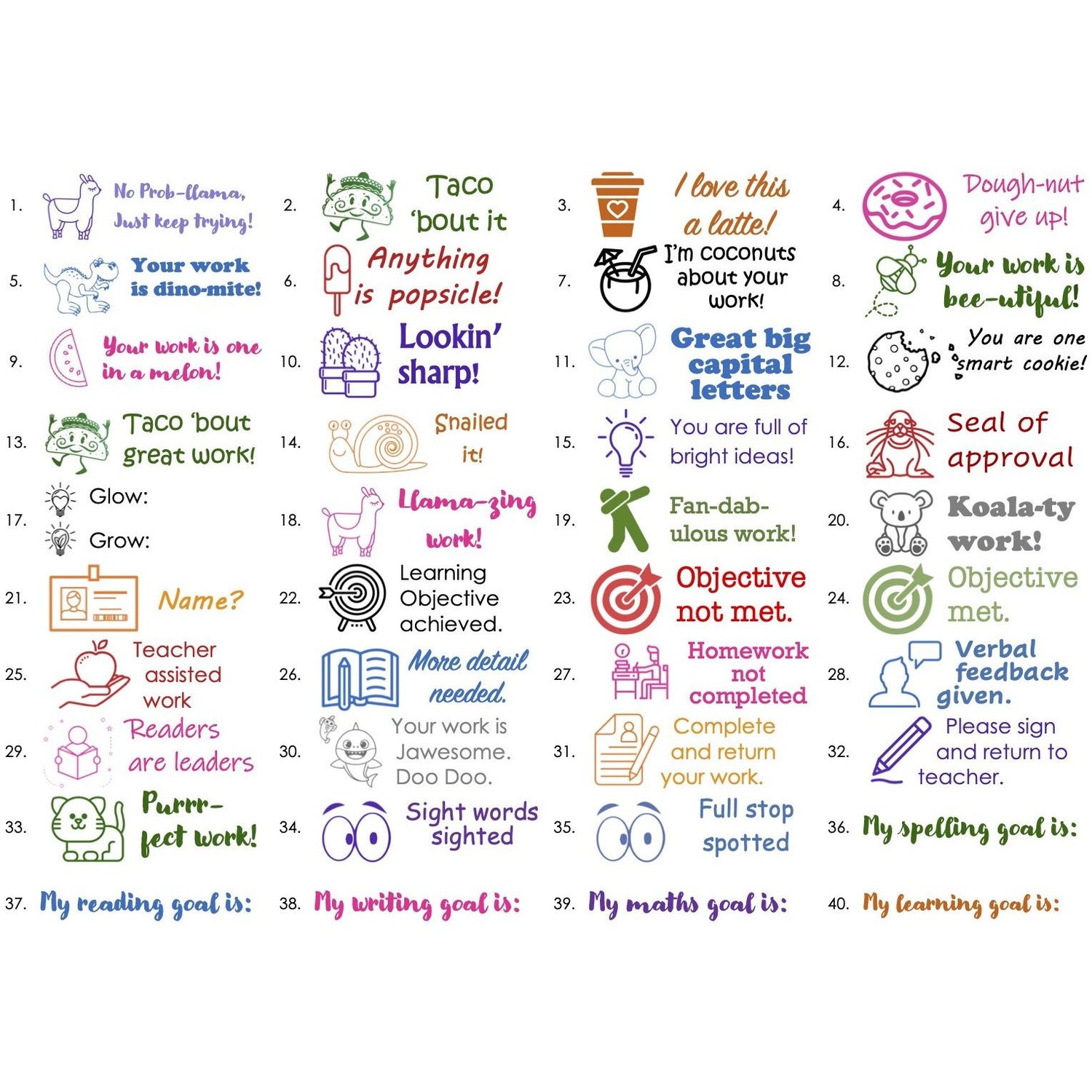 Dark Slate Gray Funny Teacher Award Stamps Quality 18mm x 54mm stamp Deskmate