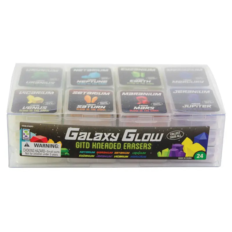 Gray NEW!! 8 Pack Galaxy Glow in the Dark Kneaded Erasers