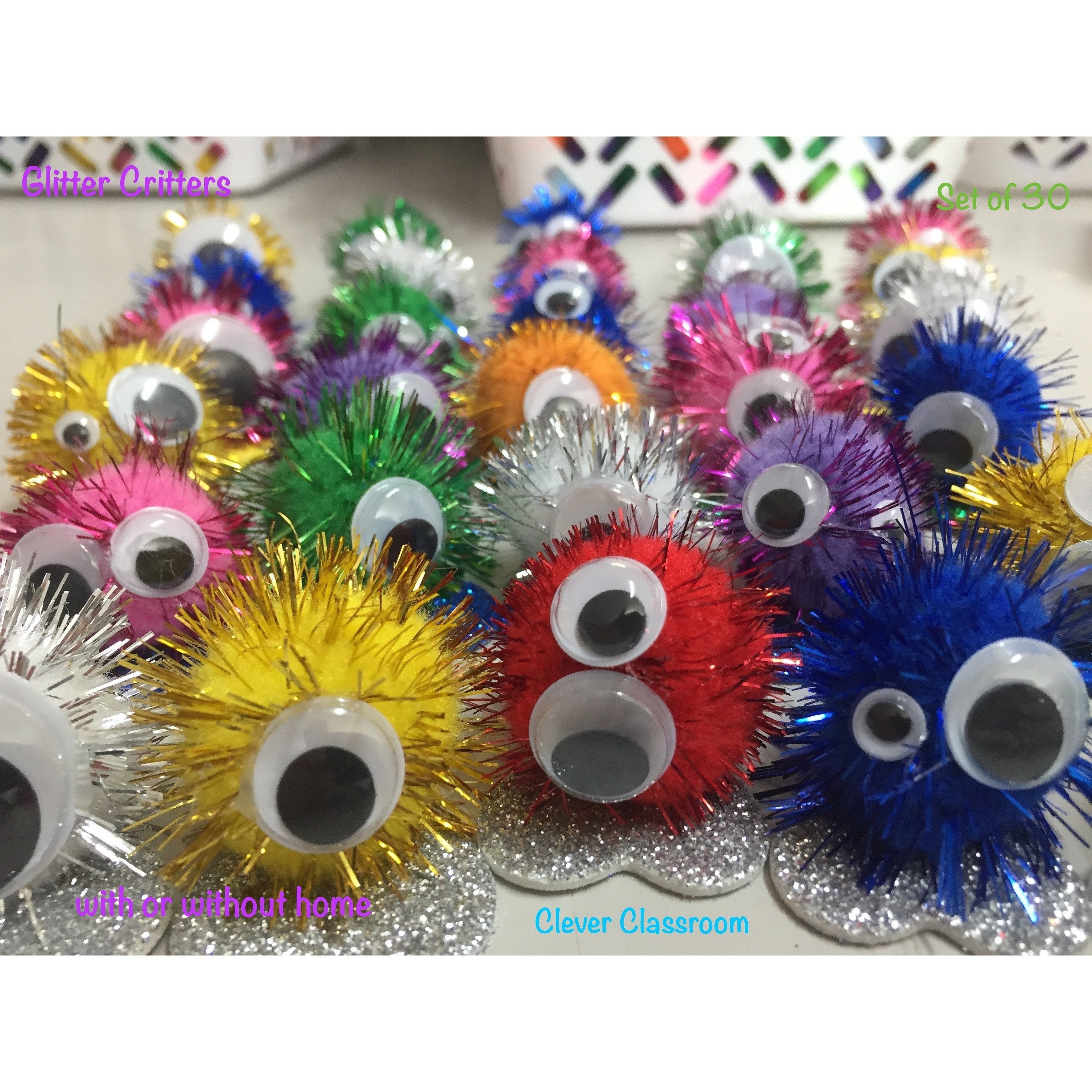 Glitter Classroom Quiet Critters - pompom creatures to use for classroom behaviour - Clever Classroom