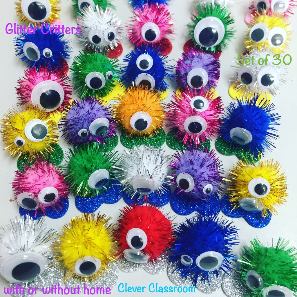 Glitter Classroom Quiet Critters - pompom creatures to use for classroom behaviour - Clever Classroom