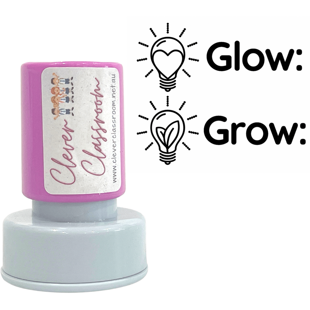 Gray Glow and Grow Teacher Stamp - Round 30mm