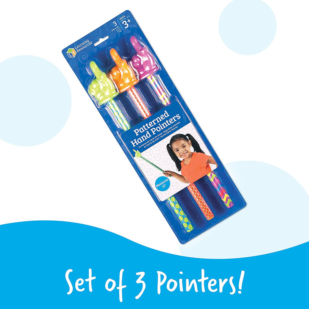 Dodger Blue 3 Pack Coloured Patterned Classroom Hand Pointers