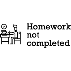 Black Homework not completed Teacher Stamp - Rectangle 18 x 54mm