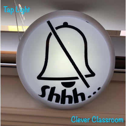 cleverclassroom-net-au - LARGE Silent symbol and &quot;Shhh...&quot; - Tap / Touch / Push Lights - 140mm / 5.5inch diameter - Tap Lights