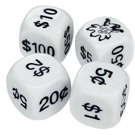 Light Gray Money Dice - Coins and notes 22mm
