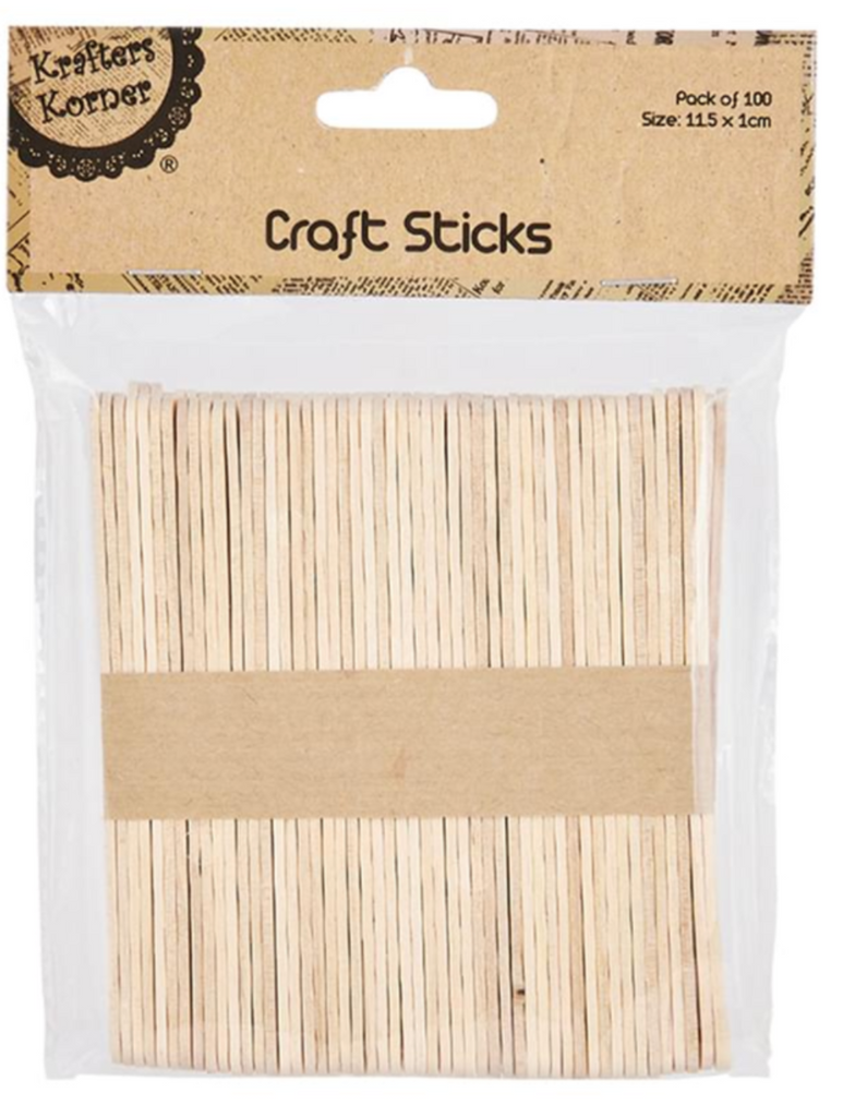 Wheat Natural Craft Sticks 11.5cm x 1cm Pack of 100 Craft Fun