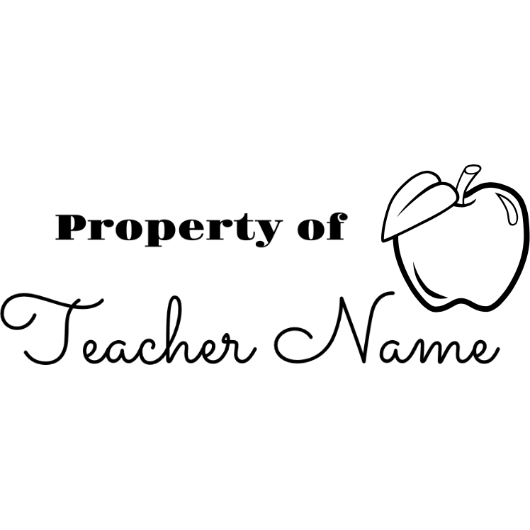Black Personalised Property of 3 Teacher Stamp - Rectangle 22 x 64mm