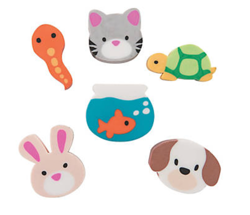 Light Gray NEW! Mini Animal Pets Erasers Mixed Pack